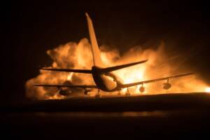 incidente aereo con fiamme
