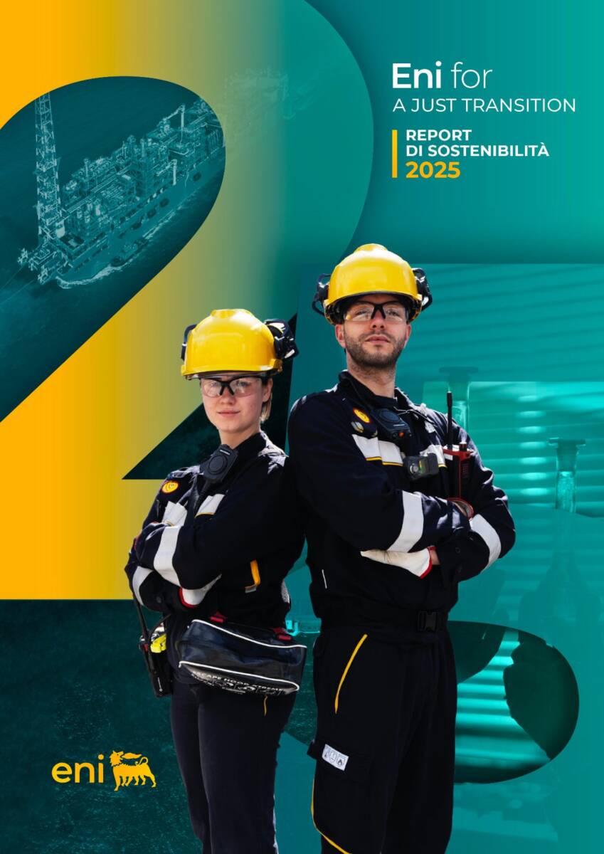 L'immagine di copertina di “Eni for 2025 – A Just Transition”.