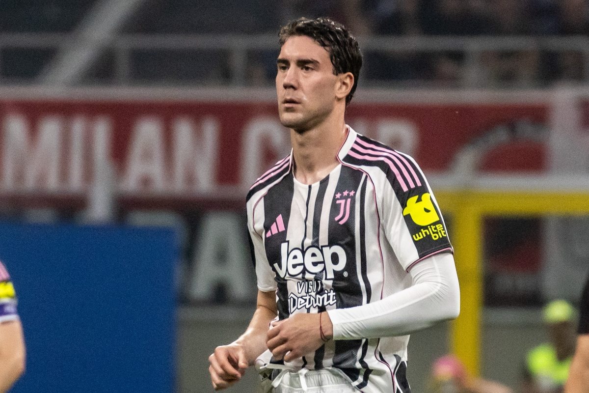 l'attaccante della Juventus Dusan Vlahovic durante una partita