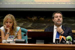 Silvia Sardone e Matteo Salvini in conferenza stampa